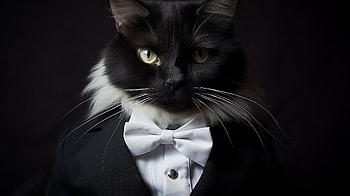 Black Cat in Tuxedo, Black Cat, Animal, cat HD wallpaper