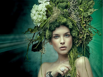 Nature, color, flower, green, beautifu, people, woman, female HD wallpaper