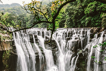 Waterfall, current, rocks, nature HD wallpaper