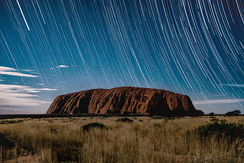 Landscape, Nature, Stars, Rock, Lines, Long Exposure HD wallpaper