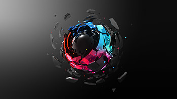 3D Pink Blue Black Circle Cubes Art Pattern Abstraction Abstract HD wallpaper