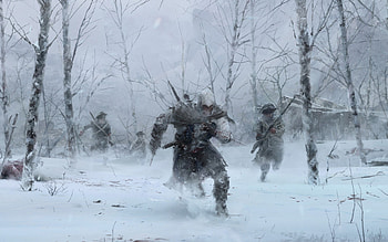 Artwork Assassins Creed 3 Drawings Forests Guard Killer Snow Video Games Winter ... HD wallpaper