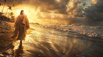 Sunset Serenity with Jesus - Beach, beach, Jesus, sunset HD wallpaper