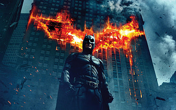 Fire Bat-Signal on a building - The Dark Knight HD wallpaper