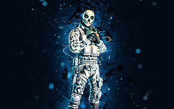 Arctic Metal Mouth, , blue neon lights, Fortnite Battle Royale, Fortnite characters, Arctic Metal Mouth Skin, Fortnite, Arctic Metal Mouth Fortnite HD wallpaper