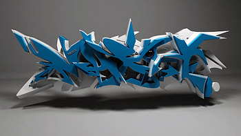 Maxer - Wild Style 3D, blue, typography, gray background, graffiti, urban art, 3D HD wallpaper