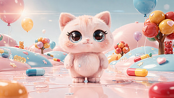 Fluffy Candyland Cutie —, Cute And Fluffy, Kitten, Pastel HD wallpaper