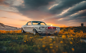 1965, Ford Mustang Shelby GT350, evening, sunset, retro cars, Mustang Shelby 1965 tuning, american cars, Ford HD wallpaper