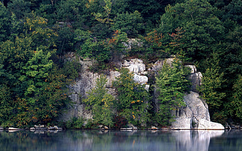 Nature, Trees, Rocks, Lake, Vegetation, Water Surface HD wallpaper