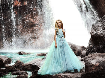 blue, girl, abstract, dress HD wallpaper