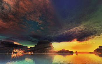 Landscape, Mountains, Sea HD wallpaper