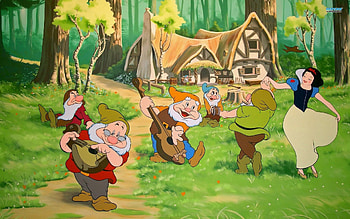 Let's Dance!!, colorful, Disney, Snow White, movie, seven dwarfs, forest HD wallpaper