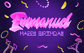 Happy Birtay Emmanuel, , Purple Party Background, Emmanuel, creative art, Happy Emmanuel birtay, Emmanuel name, Emmanuel Birtay, Birtay Party Background HD wallpaper
