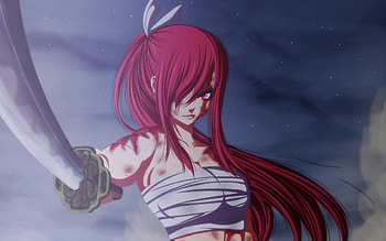 Erza Scarlet, Blood katana, Fairy Tail girl, Anime HD wallpaper