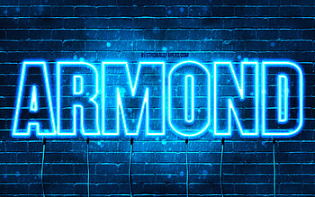 Happy Birtay Armond, , blue neon lights, Armond name, creative, Armond Happy Birtay, Armond Birtay, popular french male names, with Armond name, Armond HD wallpaper