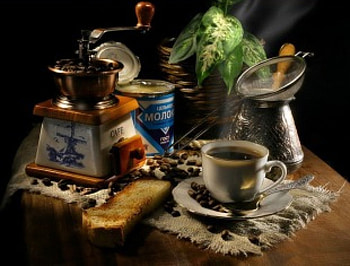 * Still Life *, kawa, naczynia, mleko, mlynek HD wallpaper