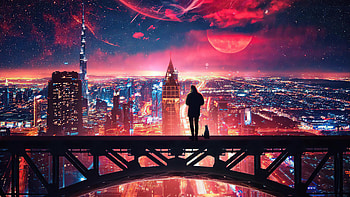 Lost In Your World, alone, cat, artist, artwork, digital-art HD wallpaper