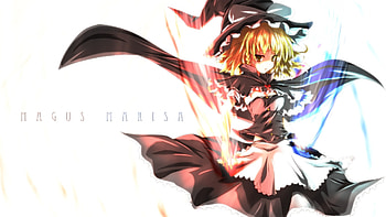 touhou, kirisame marisa, girl, dress, wind HD wallpaper