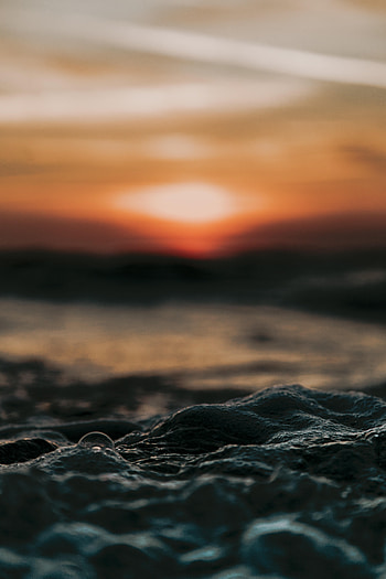 Nature, Water, Sunset, Waves, Blurred, Fuzzy HD phone wallpaper