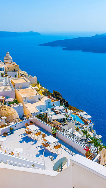 Man-made marvels, Architectural wonder, Greek island heritage, Santorini's allure HD phone wallpaper