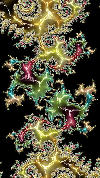 Fractal Art for your Smart or Tablet, black, yellow, CGI, psychedelic, trippy, Abstract, fractal, abstract black HD phone wallpaper
