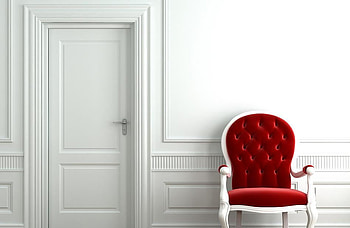 Red chair, white, design, room, pale, interior, nice, others, red, lovely HD wallpaper