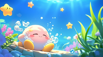 Kirby Underwater Adventure -, video game, Kirby, underwater HD wallpaper