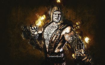 Tremor, Mortal Kombat Mobile, Tremor MK Mobile, Mortal Kombat, yellow stone background, Mortal Kombat Mobile characters, grunge art, Tremor Mortal Kombat HD wallpaper
