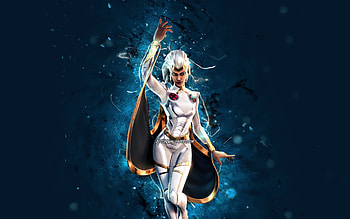 Storm, , blue neon lights, Fortnite Battle Royale, Fortnite characters, Storm Skin, Fortnite, Storm Fortnite HD wallpaper