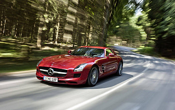mercedes benz sls amg, fun, car, cool, forest, mercedes HD wallpaper