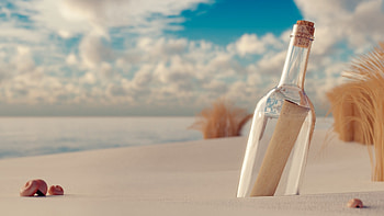 Message in a Bottle, Beach artwork, Coastal inspiration, Maritime theme HD wallpaper
