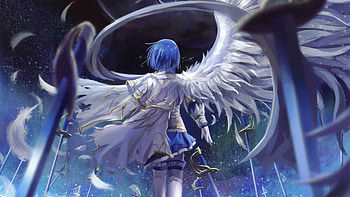 Mahou Shoujo Madoka Magica Blue Hair Anime , anime-girl, anime, artist, artwork, digital-art HD wallpaper