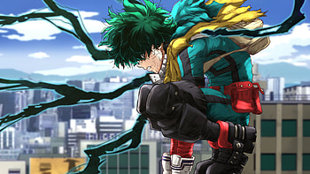 Izuku Midoriya On Building Top Blue Sky Background My Hero Academia HD wallpaper