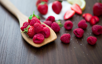 Freshly picked fruits, Berry medley, Irresistible temptation, Spoonful of delight HD wallpaper
