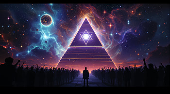 Illuminati Ascendance: A Stunning Ultra, Illuminati, mystical, pyramid, crowd, cosmic HD wallpaper