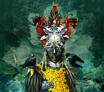 Lady Raven, mask, masque, artwork, 3d, fantasy, abstract, cg, badge, head-dress, ravens HD wallpaper