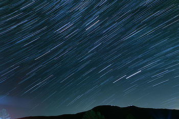 Nature, Stars, Night, Starry Sky, Hill, Distortion HD wallpaper