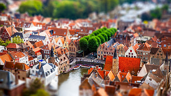 Bruges Belgium tilt shift, Unique perspective HD wallpaper