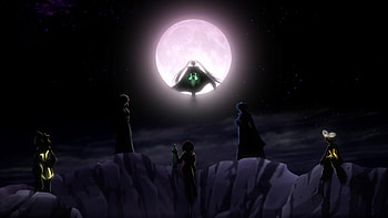 Vocaloid, night, luka, hatsune miku, meiko, kaito, miku, moon, group, megurine luka, kagamine rin, sky, kagamine len, silhouette HD wallpaper
