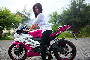 Girl and Bike HD wallpaper