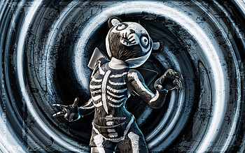 Skull Squad Leader, blue grunge background, Fortnite, vortex, Fortnite characters, Skull Squad Leader Skin, Fortnite Battle Royale, Skull Squad Leader Fortnite HD wallpaper