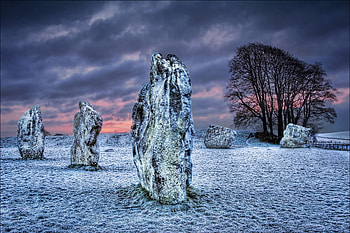 Nature, Stones, Great Britain, Snow, Field, United Kingdom, Wiltshire HD wallpaper