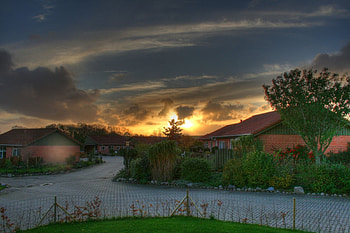 Nature, Houses, Clouds, Village, Courtyards, Yards HD wallpaper