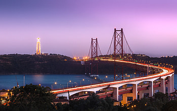 Cities, Night City, City Lights, Bridge, Lisbon, Bridge Named April 25, April 25, Almada HD wallpaper