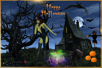 Halloween, Hexe, Nacht, Spukhaus, Kessel HD wallpaper