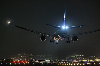Aircraft, Night, Light, Vehicles, Cityscape HD wallpaper