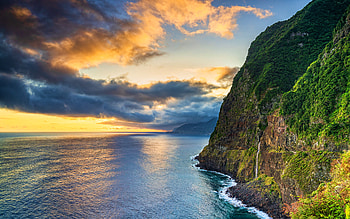 Madeira, , sunset, coast, mountains, beautiful nature, Portugal, Europe HD wallpaper
