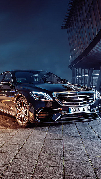 BI66 car, Benz black, City drive, Art HD phone wallpaper