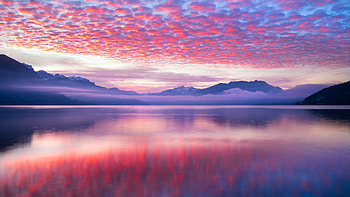 Pink Waves Nature Landscape , nature, landscape, waves, clouds, mountains, pink HD wallpaper