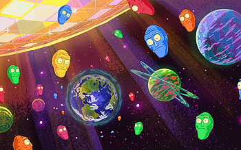 Abstract galaxy, , planets, Rick And Morty, abstract sun, creative, artwork, abstract space HD wallpaper